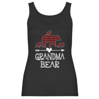 Grandma Bear Three Cubs Red Plaid Grandma Christmas Pajama Women Tank Top | Favorety UK