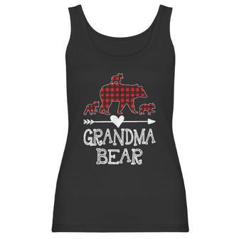 Grandma Bear Three Cubs Red Plaid Grandma Christmas Women Tank Top | Favorety AU