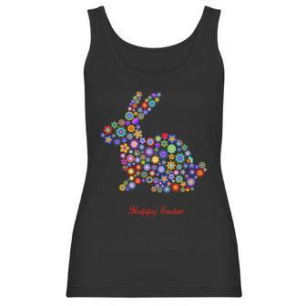 Happy Easter Bunny Rabbit Flowers Logo Women Tank Top | Favorety