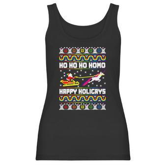 Ho Ho Ho Homo Happy Holigays Ugly Christmas Women Tank Top | Favorety