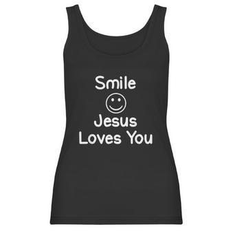 Inspirational Smile Jesus Loves You Women Tank Top | Favorety