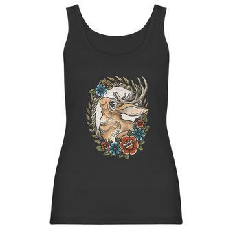 Jackalope With Flowers Women Tank Top | Favorety