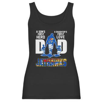 Jayhawks Dad A Son’S First Hero A Daughter’S First Love Shirtn Women Tank Top | Favorety DE