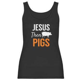 Jesus Then Pigs Fun Christian Piggy Pets Humor Women Tank Top | Favorety UK