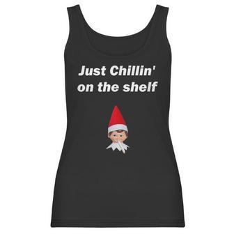 Just Chillin On The Shelf Stoned Elf Funny Christmas Women Tank Top | Favorety DE