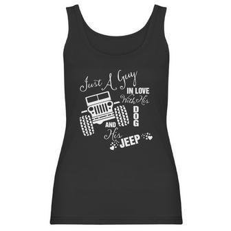 Just A Guy In Love With His Dog And His Jeep Men Women T-Shirt Graphic Print Casual Unisex Tee Women Tank Top | Favorety