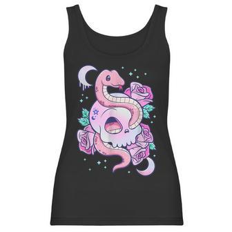 Kawaii Pastel Goth Cute Creepy Skull Serpent Snake Roses Men Women T-Shirt Graphic Print Casual Unisex Tee Women Tank Top | Favorety UK