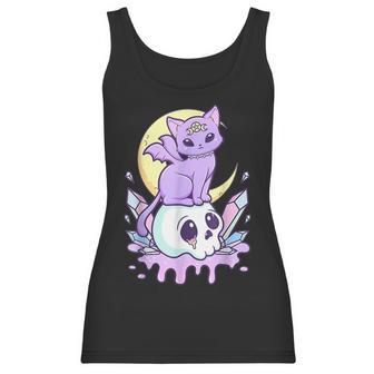 Kawaii Pastel Goth Cute Creepy Witchy Cat And Skull V2 Men Women T-Shirt Graphic Print Casual Unisex Tee Women Tank Top | Favorety