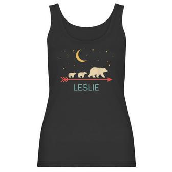 Leslie Name Gift Personalized Mama Bear With 2 Cubs Women Tank Top | Favorety