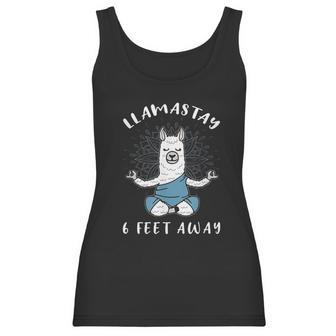 Llamastay 6 Feet Away Funny Llama Social Distancing Humour Women Tank Top | Favorety DE