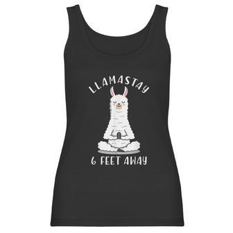 Llamastay 6 Feet Away Funny Social Distancing Llama Yoga Women Tank Top | Favorety DE