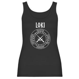 Loki Norse God With Runes Daggers Women Tank Top | Favorety CA