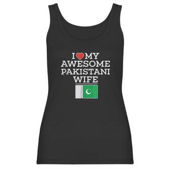 I Love My Awesome Pakistani Wife Flag Heart For Husband Women Tank Top | Favorety UK