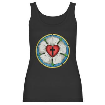 Luther Rose Seal Lutheran Symbol Christian Cross Graphic Design Printed Casual Daily Basic Women Tank Top | Favorety