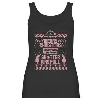 Merry Christmas Shitter Was Full Shitter Funny Retro Classic Xmas Women Tank Top | Favorety DE