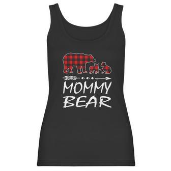 Mommy Bear Two Cubs Red Plaid Christmas Pajama Women Tank Top | Favorety UK