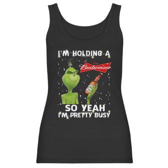 Official Christmas Sweater Im Holding A Budweiser Grinch Funny Beer Xmas Shirt Va11 Women Tank Top | Favorety