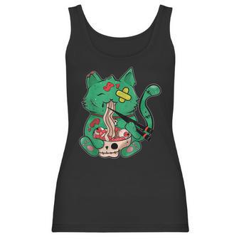 Pastel Goth Kawaii Creepy Cat Eating Ramen Noodles Halloween Men Women T-Shirt Graphic Print Casual Unisex Tee Women Tank Top | Favorety UK