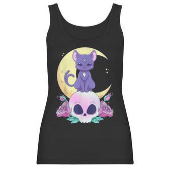 Pastel Goth Witchy Cat Cute Creepy Wiccan Cat And Skull Men Women T-Shirt Graphic Print Casual Unisex Tee Women Tank Top | Favorety UK