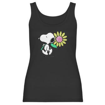 Peanuts Snoopy Pink Daisy Flower Shirt Women Tank Top | Favorety