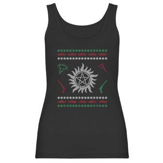 Pentagram Ugly Christmas I Sam Dean Ugly Sweater Women Tank Top | Favorety UK