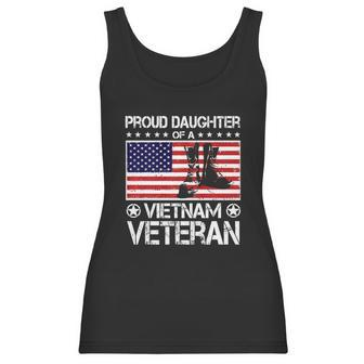 Proud Daughter Of Vietnam Veteran Us Flag Veteran Boots Graphic Design Printed Casual Daily Basic Women Tank Top | Favorety
