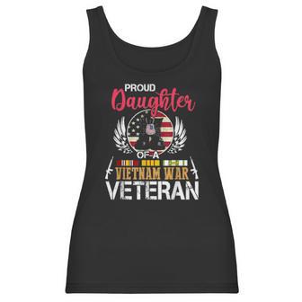 Proud Daughter Vietnam War Veteran American Flag Military Women Tank Top | Favorety AU