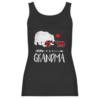 Red Plaid Grandma Bear Two Cubs Matching Buffalo Pajama Xmas Women Tank Top | Favorety DE