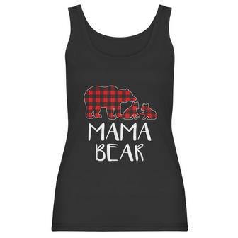 Red Plaid Mama Bear Two Cubs Matching Buffalo Pajama Xmas Women Tank Top | Favorety AU