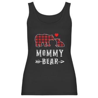 Red Plaid Mommy Bear One Cub Matching Buffalo Pajama Xmas Women Tank Top | Favorety UK