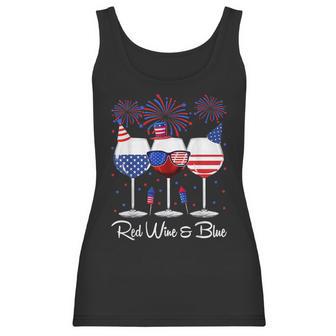 Red Wine & Blue 4Th Of July Wine Red White Blue Wine Glasses V9 Women Tank Top | Favorety CA