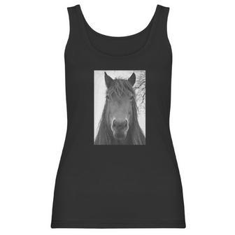 Retro Graphic Horse Head Mono Picture Women Tank Top | Favorety CA