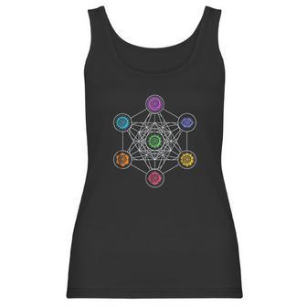 Sacred Geometry Yoga Metatrons Cube Rainbow Women Tank Top | Favorety