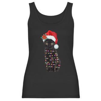 Santa Black Cat Tangled Up In Lights Christmas Santa Women Tank Top | Favorety CA