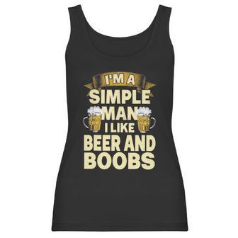 Im A Simple Man I Like Boobs And Beer | Funny Drinking Women Tank Top | Favorety UK