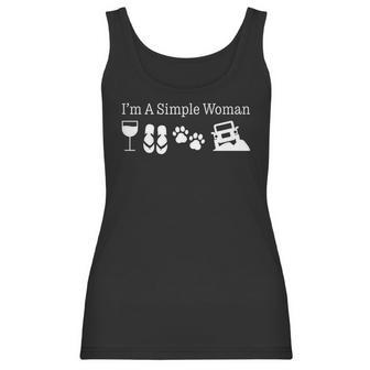 Womens Im A Simple Woman Love Wine Flip Flops Dog Jeeps Gift Women Tank Top | Favorety DE