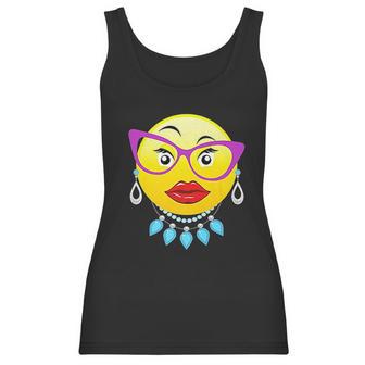 Smiling Emojis Lady Bling Face Glasses Women Women Tank Top | Favorety CA