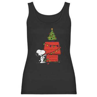 Snoopy And Christmas Tree Women Tank Top | Favorety