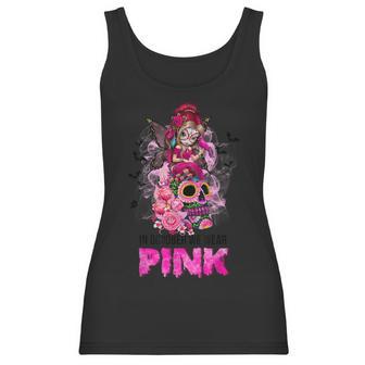 Sugar Skull Fight Breast Cancer Awareness Like A Girl Ribbon Men Women T-Shirt Graphic Print Casual Unisex Tee Women Tank Top | Favorety