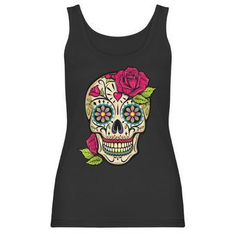 Sugar Skull Flower Crown Day Of The Dead Halloween Men Women T-Shirt Graphic Print Casual Unisex Tee Women Tank Top | Favorety UK