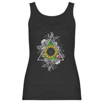 Sunflower Sacred Geometry Floral Flower Of Life Hippie Women Women Tank Top | Favorety