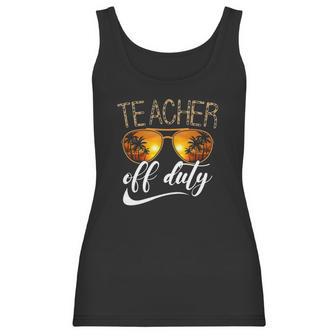 Teacher Of Duty Happy Vacation Summer Sunset Palm Trees On The Beach Sunglasses Women Tank Top | Favorety DE