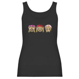 Three Emoji Monkey Flower Hear Speak See No Evil Cute Monkey Women Tank Top | Favorety DE