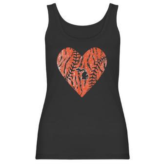 Womens Vintage Detroit Baseball Heart With Tiger Stripes Women Tank Top | Favorety CA