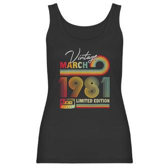 Womens Vintage March 1981 40Th Birthday Gifts Cassette Tape Retro Women Tank Top | Favorety