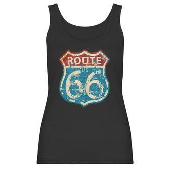 Vintage Route 66 Gas Station Road Sign Men Women T-Shirt Graphic Print Casual Unisex Tee Women Tank Top | Favorety DE