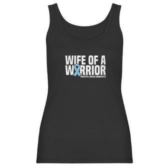 Womens Wife Of A Warrior Blue Ribbon Prostate Awareness Women Tank Top | Favorety DE