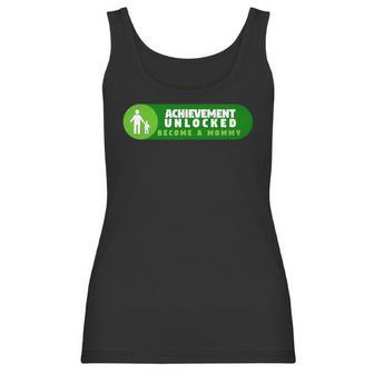 Womens Womans Achievement Unlocked I Become Mommy Fun Women Tank Top | Favorety AU