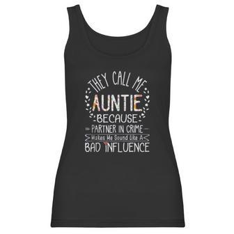 They Call Me Auntie Partner In Crime Aunty Funny Aunt Gift Women Tank Top | Favorety