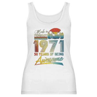 50Th Birthday Gift Vintage Retro February 1971 50 Year Old Women Tank Top | Favorety